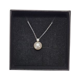 Swarovski Silver Tone Pearl Drop Pendant Necklace